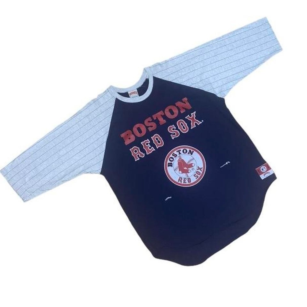 Vintage 90s Nutmeg Made in USA MLB Boston Red Sox Jersey Styled Longsleeve‎